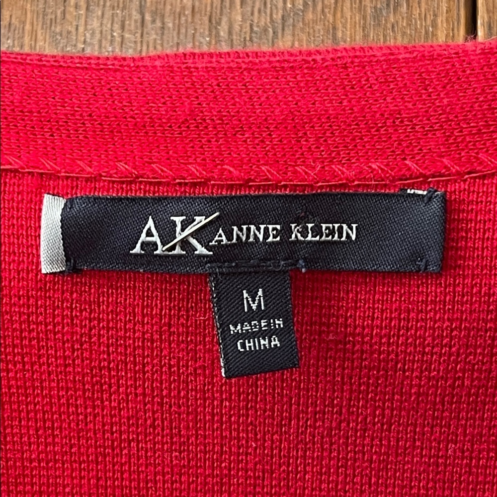 Anne Klein Red Button-Up Cardigan - Picture 2 of 5